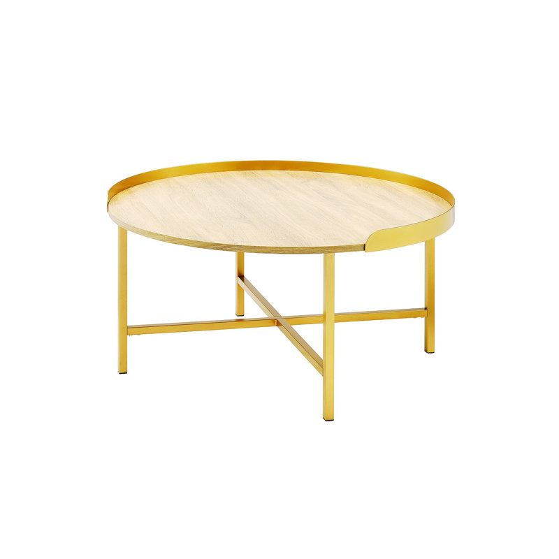 Mercer41 Noorjahan Coffee Table, Tray Style Table Top, Round Coffee